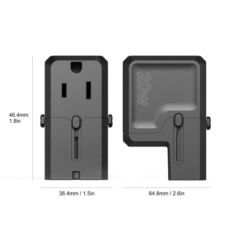 Choetech PD6038 USB-C USB-A PD 20W Reiseladegerät USA EU UK AU – Schwarz