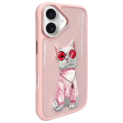 Nimmy etui iPhone 16 6.1" różowy/pink     Glasses Cool Cat