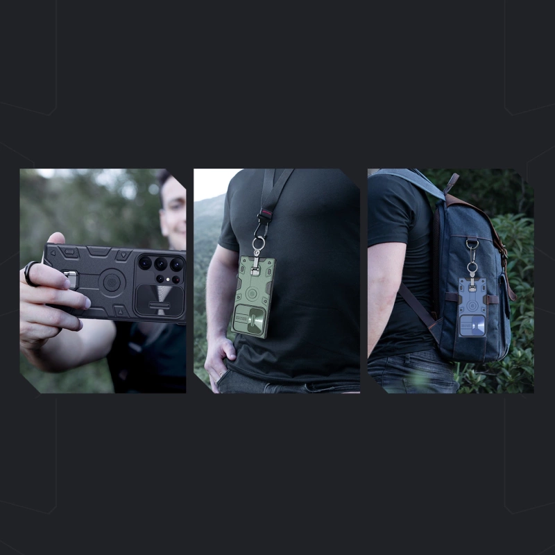 Nillkin CamShield Armor Pro Case etui Samsung Galaxy S23 Ultra pancerny pokrowiec z osłoną na aparat ring podstawka czarne