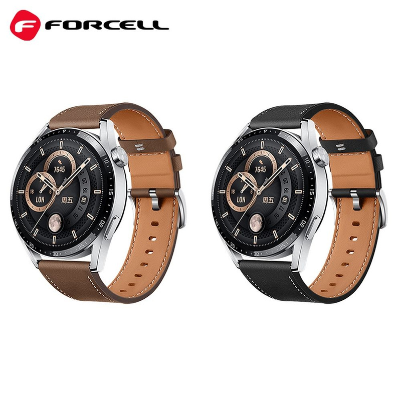 Pasek do Samsung Galaxy Watch Forcell F-Design FS21 skóra ekologiczna 22 mm brązowy