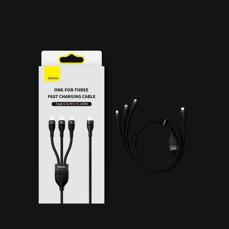 Baseus Flash Series II USB Typ C / USB Typ A Kabel - USB Typ C / Lightning / Micro USB 100 W 1,5 m lila (CASS030205)