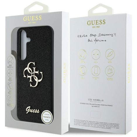 Etui Guess Fixed Glitter Big 4G Metal Logo do Samsung Galaxy S25 Plus czarny