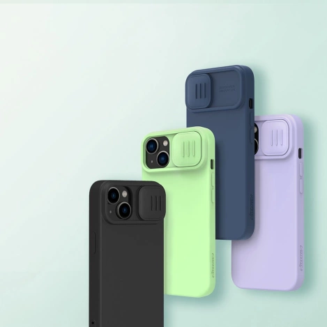 Nillkin CamShield Silky Silicone Case iPhone 14 case cover with camera cover blue