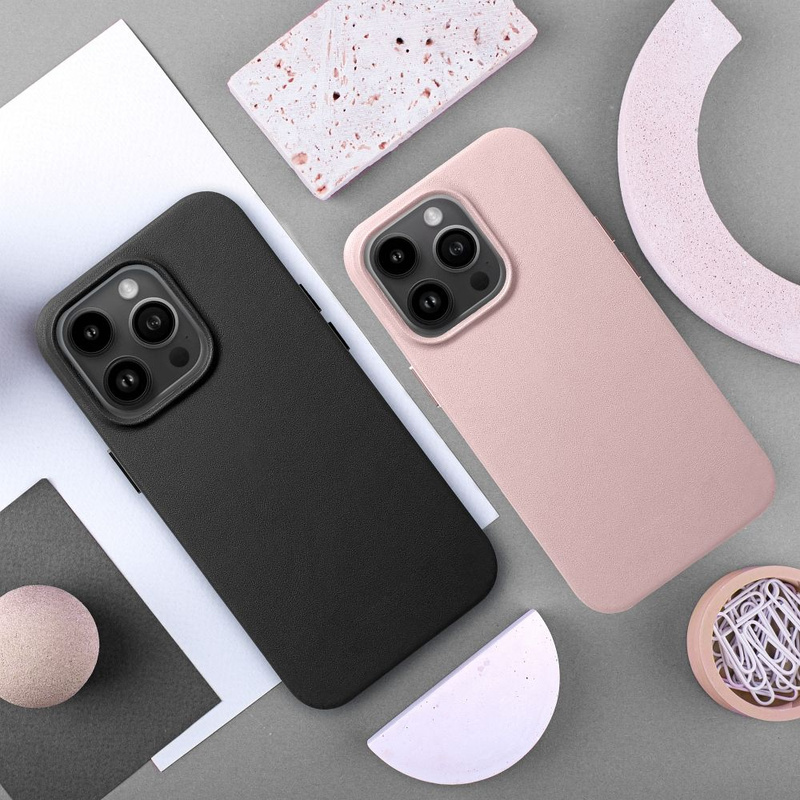 Futerał LEATHER MAG COVER kompatybilny z MagSafe do IPHONE 16 Plus czarny