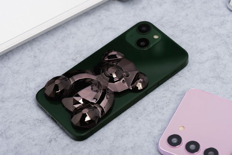 Stojak na telefon MIŚ - naklejany - czarny