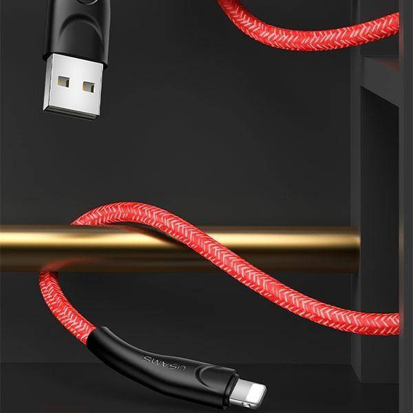 USAMS Kabel pleciony U41 lightning 1m 2A czerwony/red SJ391USB02 (US-SJ391) Fast Charge