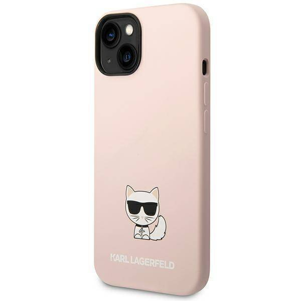 Original Case IPHONE 14 PLUS Karl Lagerfeld Hardcase Silicone Choupette Body (KLHCP14MSLCTPI) light pink