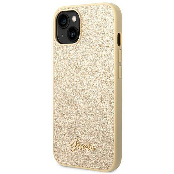 Guess GUHCP14MHGGSHD iPhone 14 Plus 6,7 &quot;Gold / Gold Hartschalenetui Glitter Script