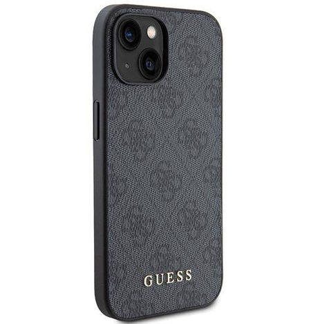 Guess 4G Metal Gold Logo Hülle für iPhone 15 – Grau