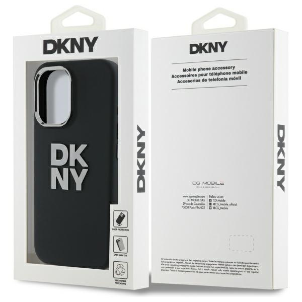 DKNY nakładka HC Silicone Stack Metal Logo do iPhone 16 6,1" czarna
