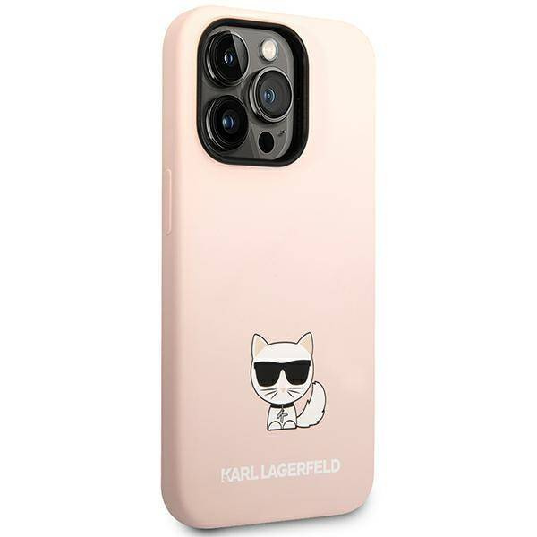 Original Case IPHONE 14 PRO MAX Karl Lagerfeld Hardcase Silicone Choupette Body light pink