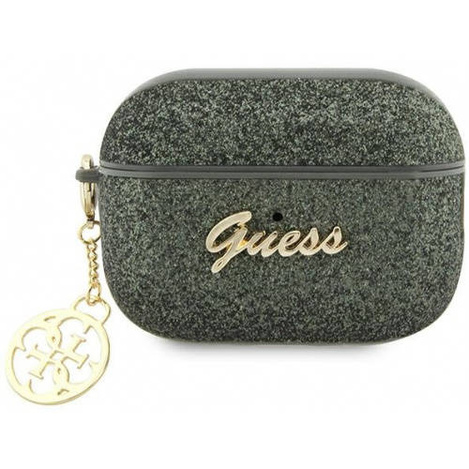 Guess GUAP2GLGSHA AirPods Pro 2 cover zielony/kaki Glitter Flake 4G Charm