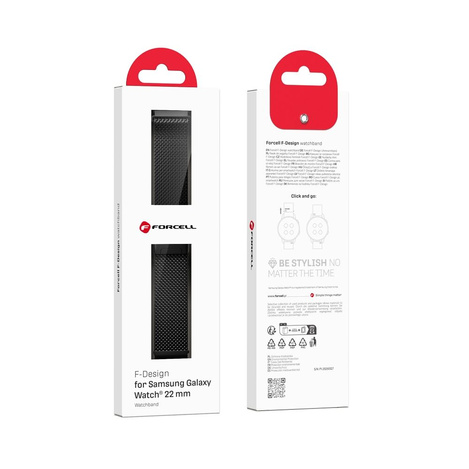 Pasek do Samsung Galaxy Watch Forcell F-Design FS10 stal 22 mm czarny
