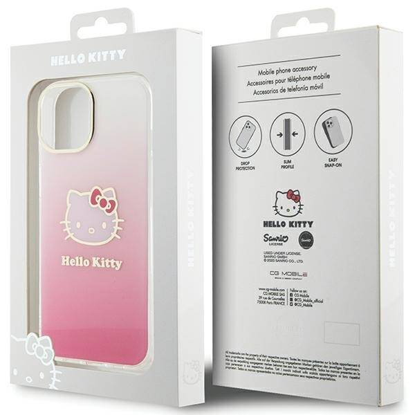 Hello Kitty IML Gradient Electrop Kitty Head Hülle für iPhone 15 – Rosa