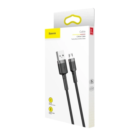 Baseus Cafule Cable - Dwustronny kabel połączeniowy micro USB na USB QC 3.0, 2.4 A, 1 m (szary/czarny)