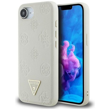 GUESS futerał do IPHONE 16e (SE 4 2025) kompatybilny z MagSafe GUHMPSE4PGBTME (Grained PU Hot Stamp Peony Triangle Logo) beżowy