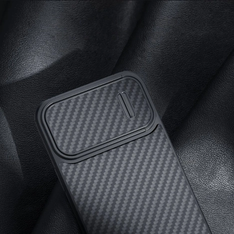 Nillkin Synthetic Fiber S Case iPhone 14 case with camera cover, black
