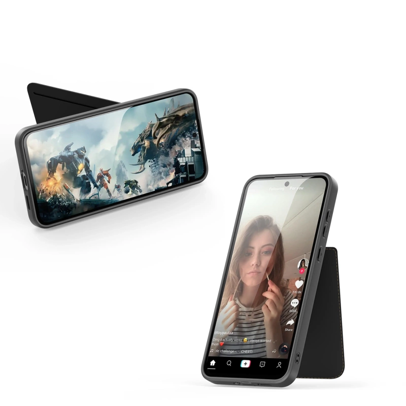 Etui Dux Ducis Rafi II na Samsung Galaxy S25 z podstawką i portfelem - czarne