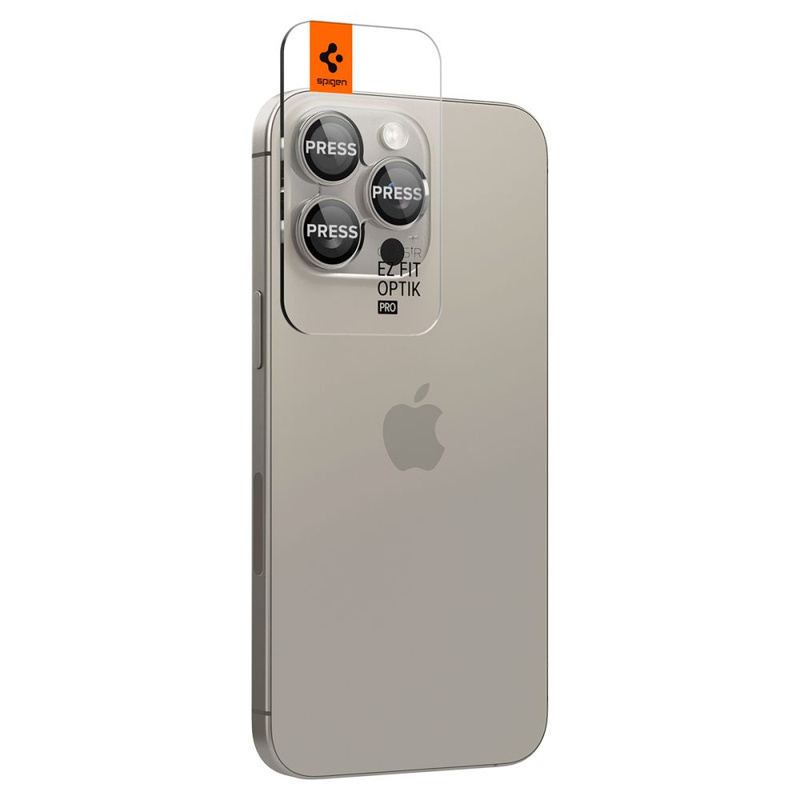 Spigen Optik.tR EZ Fit Kameraschutz für iPhone 14 Pro / Pro Max / 15 Pro / Pro Max - natürliches Titan 2 Stk.