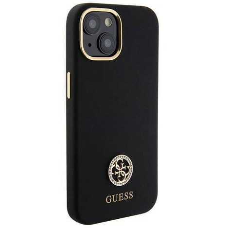 Original Case APPLE IPHONE 15 Guess Hardcase Silicone Logo Strass 4G (GUHCP15SM4DGPK) black