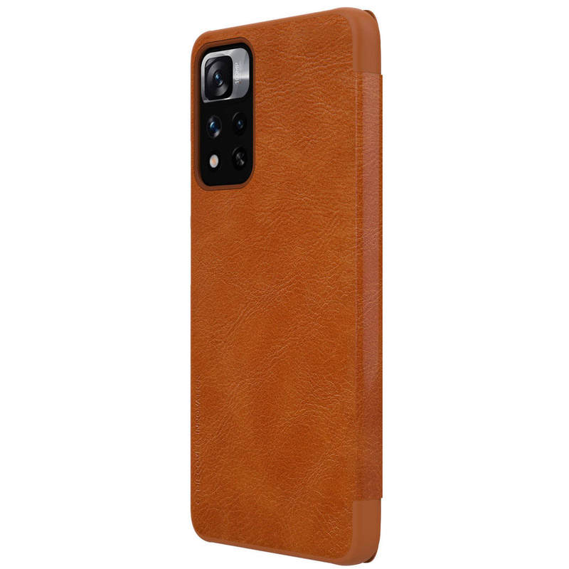 Nillkin Qin Case Cover für Xiaomi Redmi Note 11 Pro + (China) / Redmi Note 11 Pro (China) Kameraschutz Holster Cover Flip Cover Braun