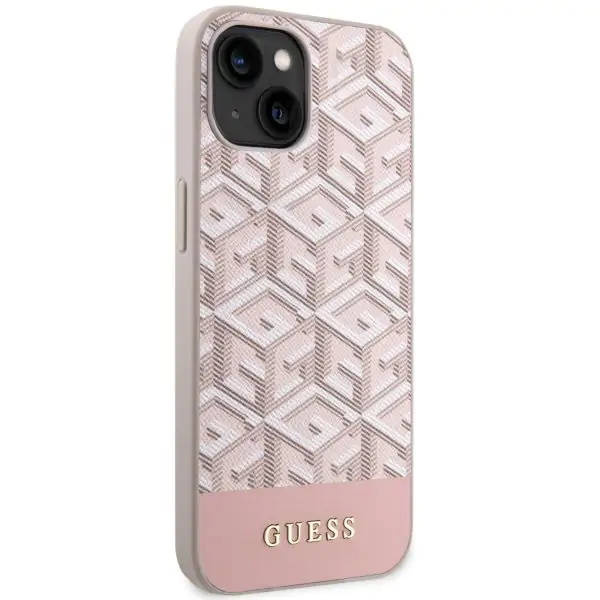 Guess GUHMP14SHGCFSEP iPhone 14 6,1" rosa/rosa Hartschale GCube Stripes MagSafe