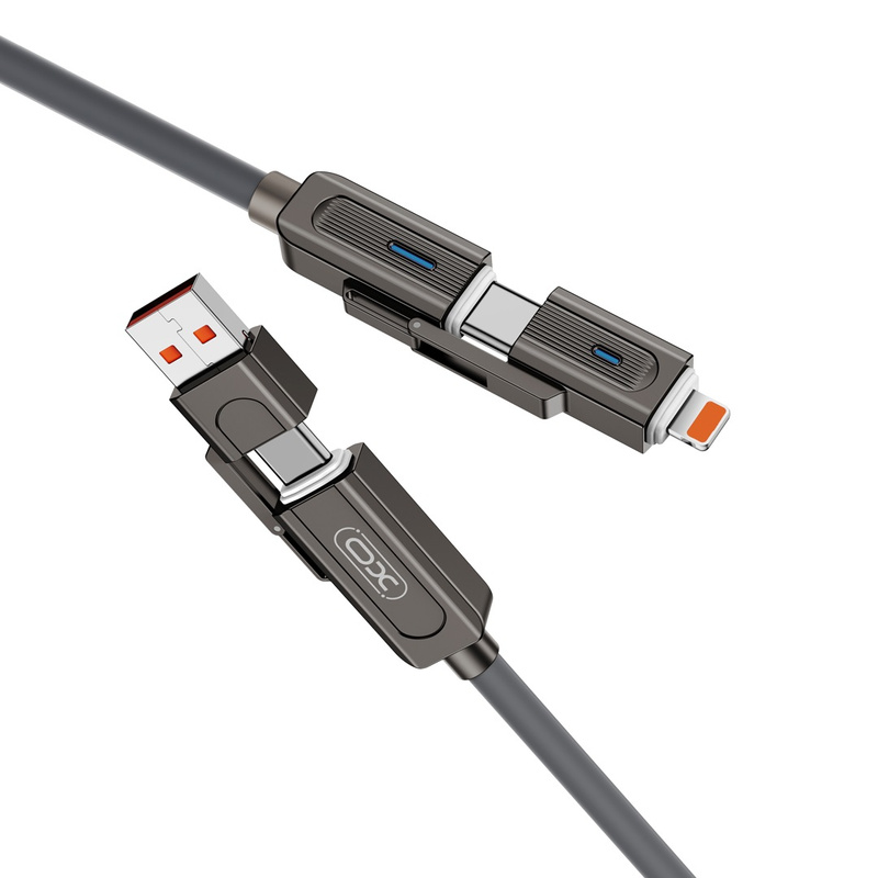 XO kabel NB275 4w1 USB-C - Lightning + USB + USB-C 60W 1,0m szary