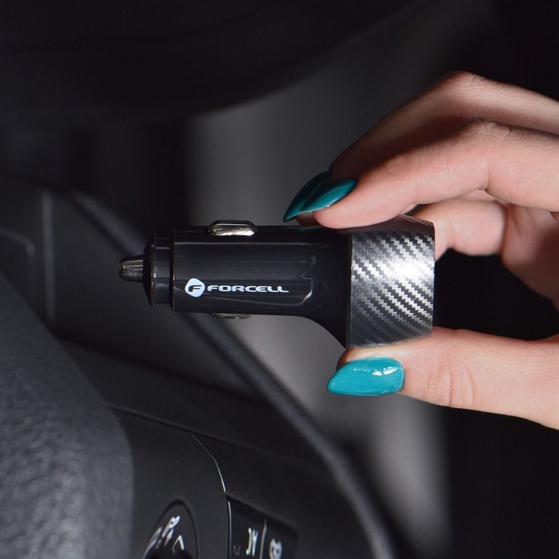 FORCELL CARBON ładowarka samochodowa USB QC 3.0 18W + USB QC 3.0 18W CC50-2A36W czarny (Total 36W)