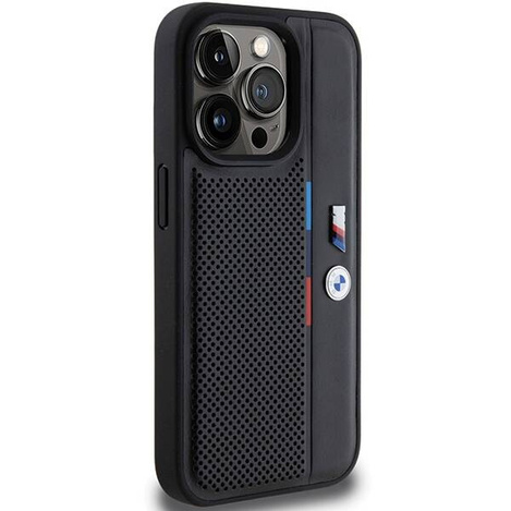 BMW Perforierte Tricolor Line Hülle für iPhone 15 Pro Max – Schwarz