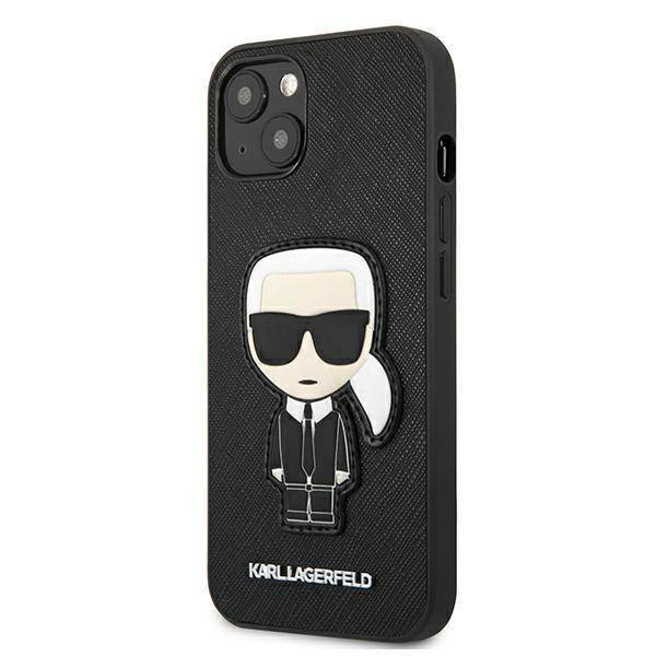 Karl Lagerfeld KLHCP13SOKPK iPhone 13 mini 5,4 &quot;black / black hardcase Saffiano Ikonik Karl`s Patch