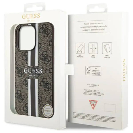 Guess GUHMP13XP4RPSW iPhone 13 Pro Max 6,7&quot; braun/braunes Hardcase 4G bedruckte Streifen MagSafe