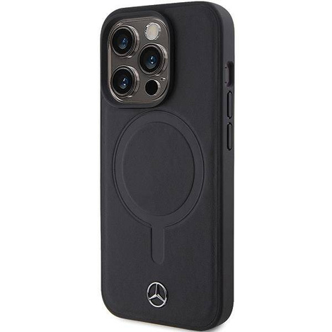 Etui Mercedes Smooth Leather MagSafe do iPhone 15 Pro - czarne