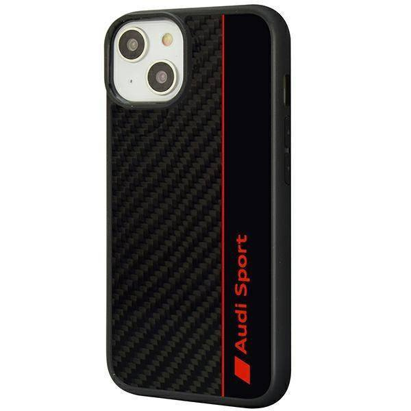 Audi Carbon Fiber Stripe iPhone 14 6,1&quot; schwarz/schwarzes Hardcase AUS-TPUPCIP14-R8/D1-BK