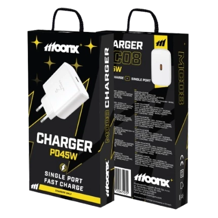 MOONX wall charger MC08 PD 45W 1xUSB-C White
