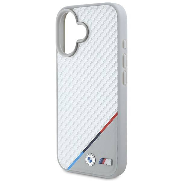 Original Case IPHONE 16 BMW Hardcase M Carbon Tricolor Line MagSafe (BMHMP16S23PUDTS) gray