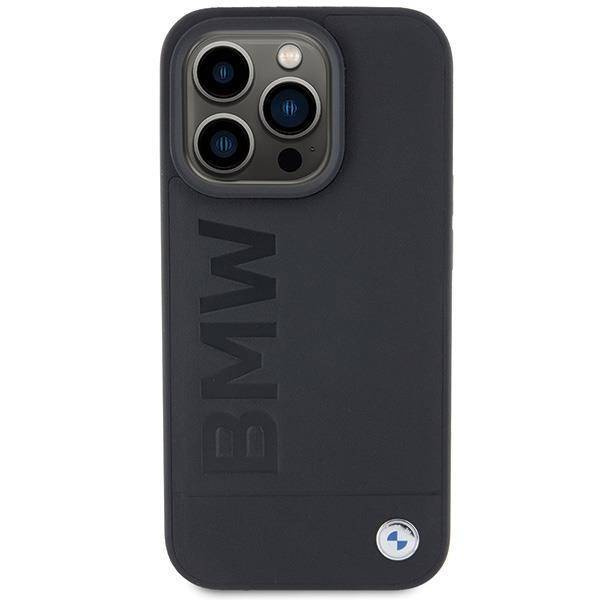BMW MagSafe Leder Hot Stamp Hülle für iPhone 15 Pro – Schwarz