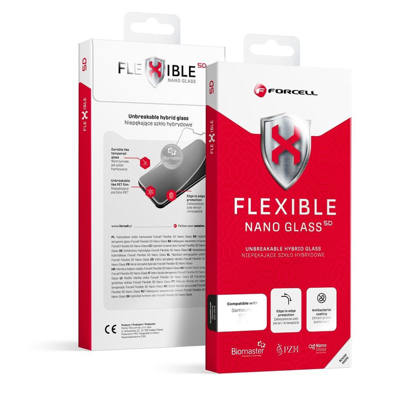 Forcell Flexible 5D - szkło hybrydowe do Samsung Galaxy S23 Ultra czarny (Hot Bending) - działający czytnik