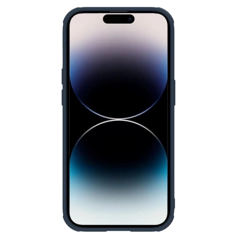 Nillkin Textured S Case für iPhone 14 Pro, gepanzerte Hülle mit Kameraabdeckung, blau