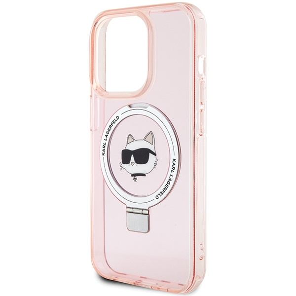 Karl Lagerfeld KLHMP15LHMRSCHP iPhone 15 Pro 6.1" pink/pink hardcase Ring Stand Choupette Head MagSafe