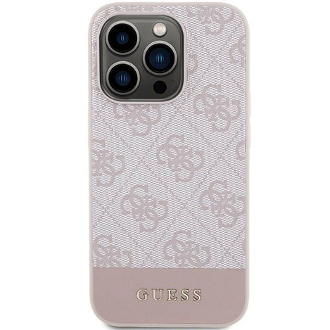 Original Handyhülle APPLE IPHONE 15 PRO Guess Hardcase 4G Stripe Collection (GUHCP15LG4GLPI) rosa
