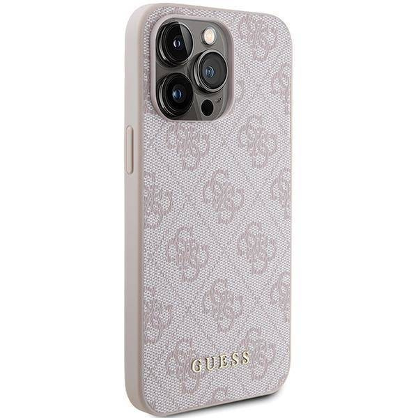 Guess 4G Metal Gold Logo Hülle für iPhone 15 Pro Max – Rosa