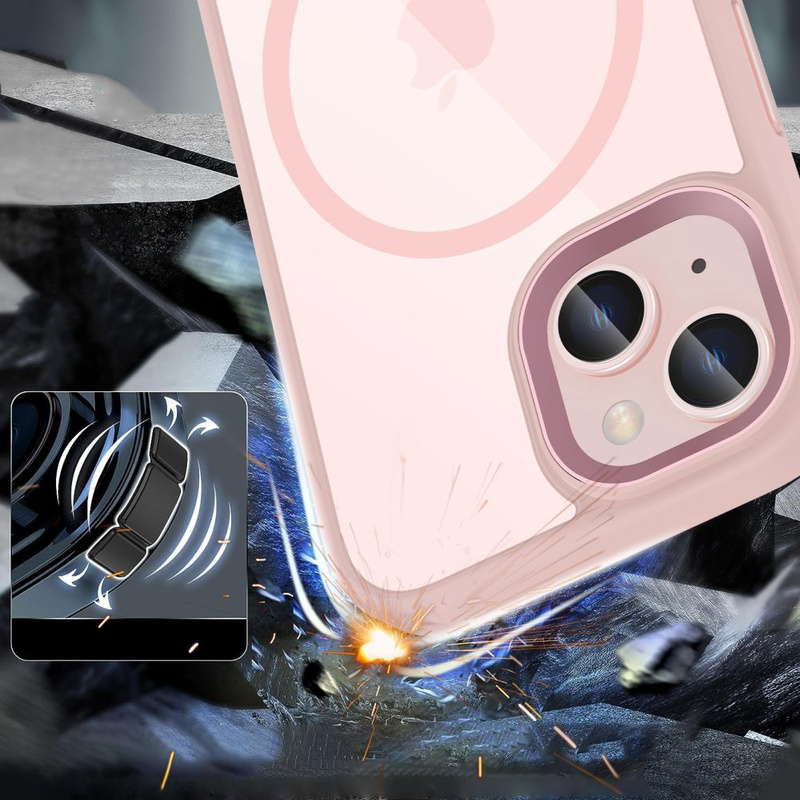 Etui APPLE IPHONE 15 Tech-Protect Magmat MagSafe transparentne różowe