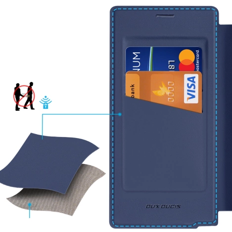 Etui Dux Ducis Skin X Pro na Samsung Galaxy S25 Ultra z MagSafe i portfelem - niebieskie