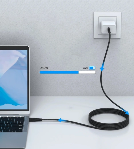 Choetech XCC-1051 magnetisches USB-C / USB-C PD 3.1-Kabel 240 W 1,8 m – schwarz