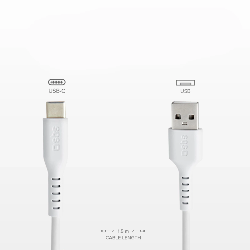 SBS TECABLEMICROC15W USB-A – USB-C-Kabel 1,5 m – Weiß