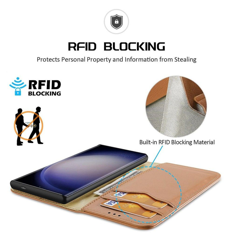 DUX DUCIS Hivo - skórzane etui portfelik do Samsung Galaxy S24 Plus brązowe