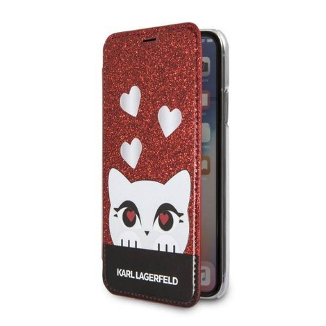 Oryginalne Etui IPHONE X / XS Karl Lagerfeld Book Valentine czerwone