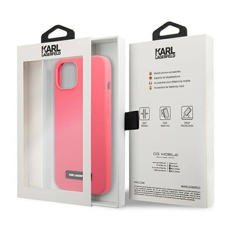 Karl Lagerfeld KLHCP13MSLMP1PI iPhone 13 6.1 "Hardcase fuchsia / fuchsia Silicone Plaque