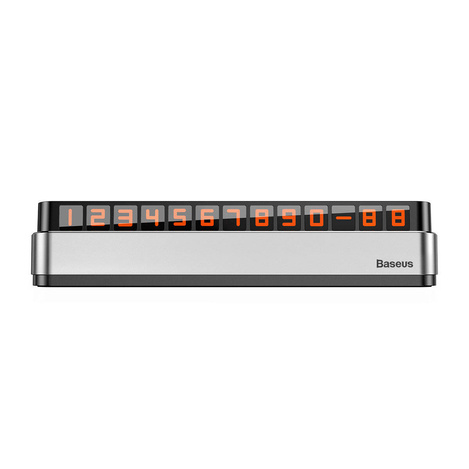 Baseus Moonlight Box Series silver parking number plate with telephone number