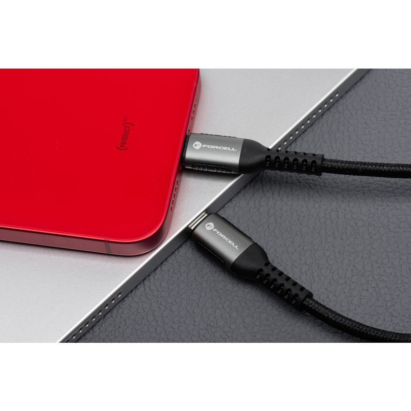 Kabel USB C do Lightning Forcell F-Energy PD 3A 27W Cafule 0,25 m C259 czarny